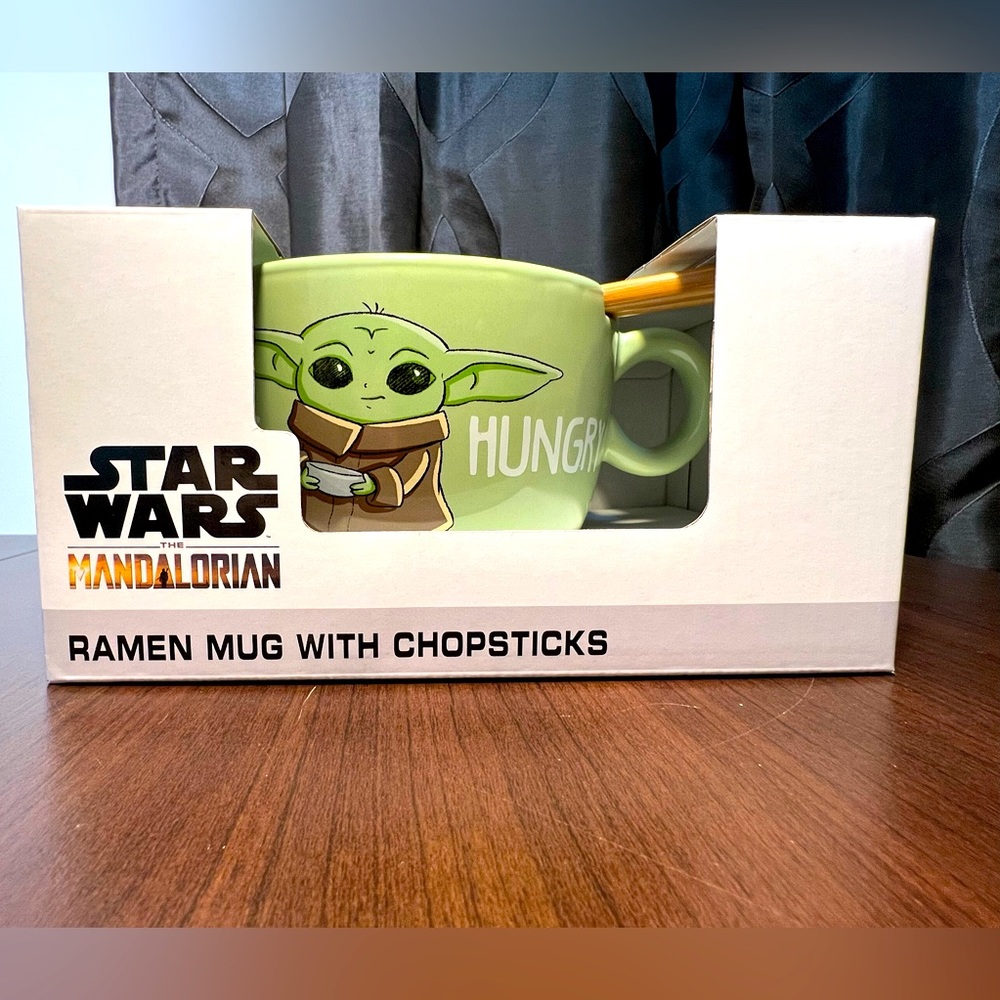 Star Wars The Mandalorian Baby Yoda “Always Hungry” Ramen Mug Bowl W/ Chopsticks